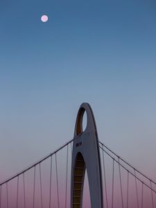 Preview wallpaper bridge, construction, architecture, dusk, moon