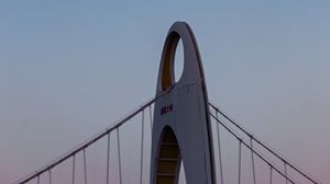 Preview wallpaper bridge, construction, architecture, dusk, moon