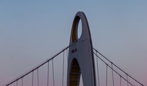 Preview wallpaper bridge, construction, architecture, dusk, moon