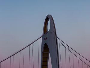 Preview wallpaper bridge, construction, architecture, dusk, moon