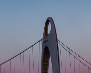 Preview wallpaper bridge, construction, architecture, dusk, moon