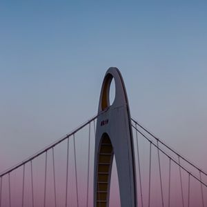 Preview wallpaper bridge, construction, architecture, dusk, moon