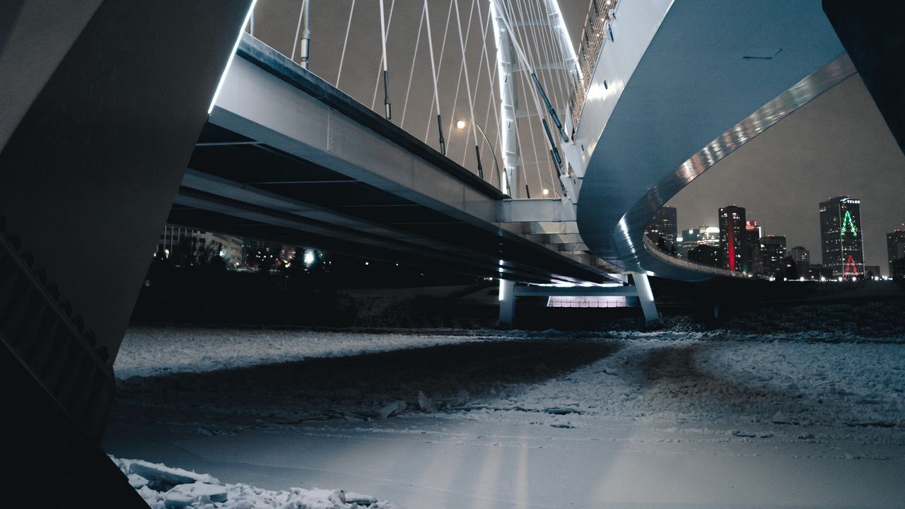 Wallpaper bridge, construction, architecture, city, night