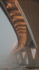 Preview wallpaper bridge, construction, architecture, fog, water