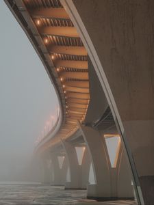 Preview wallpaper bridge, construction, architecture, fog, water