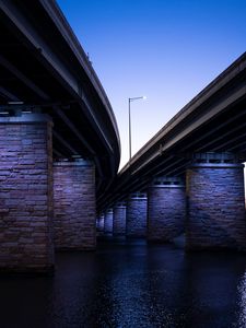 Preview wallpaper bridge, construction, architecture, lamppost