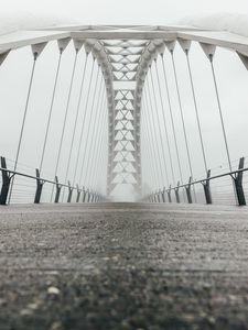 Preview wallpaper bridge, construction, architecture, fog, white
