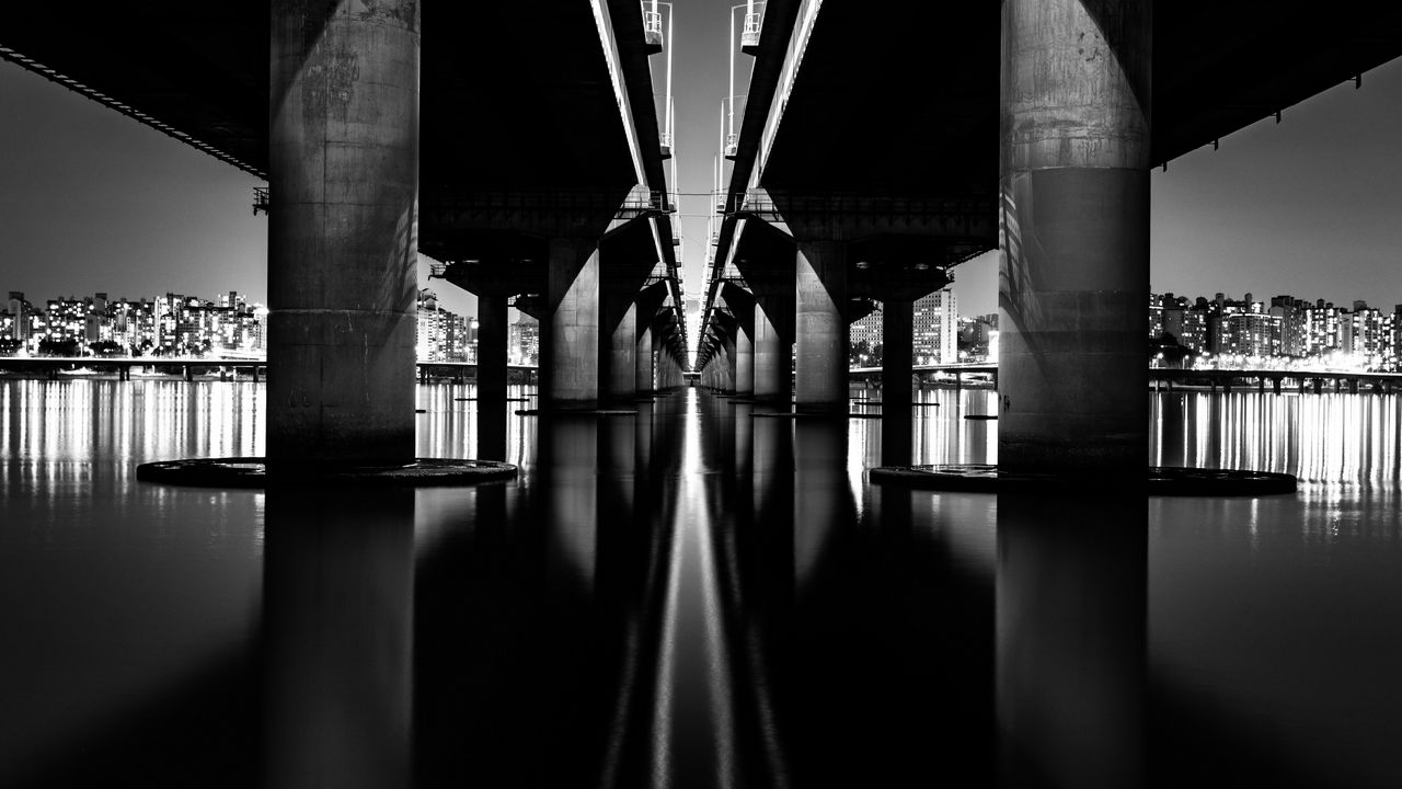 Wallpaper bridge, construction, bw, architecture