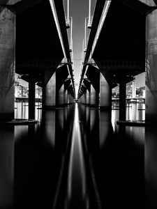 Preview wallpaper bridge, construction, bw, architecture