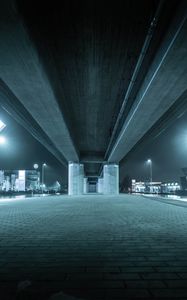 Preview wallpaper bridge, construction, concrete, architecture, night