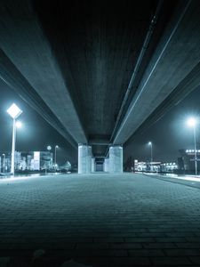 Preview wallpaper bridge, construction, concrete, architecture, night