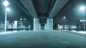 Preview wallpaper bridge, construction, concrete, architecture, night