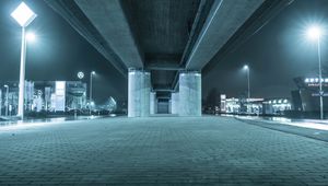 Preview wallpaper bridge, construction, concrete, architecture, night