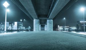 Preview wallpaper bridge, construction, concrete, architecture, night