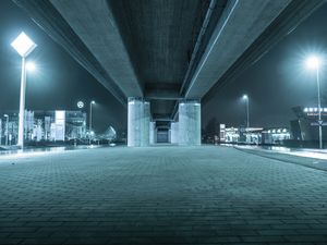 Preview wallpaper bridge, construction, concrete, architecture, night