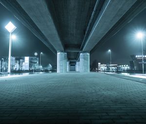 Preview wallpaper bridge, construction, concrete, architecture, night