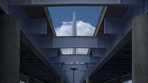 Preview wallpaper bridge, construction, concrete, metal, bottom view