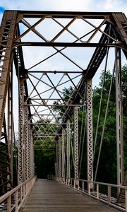 Preview wallpaper bridge, construction, metal, trees