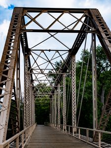 Preview wallpaper bridge, construction, metal, trees