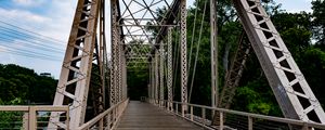 Preview wallpaper bridge, construction, metal, trees