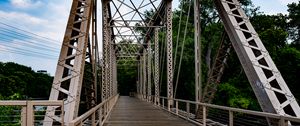 Preview wallpaper bridge, construction, metal, trees