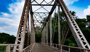 Preview wallpaper bridge, construction, metal, trees