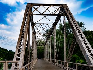 Preview wallpaper bridge, construction, metal, trees