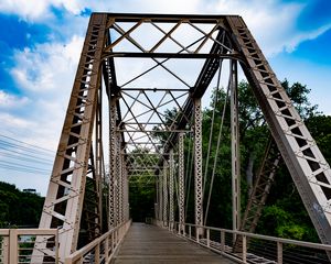 Preview wallpaper bridge, construction, metal, trees