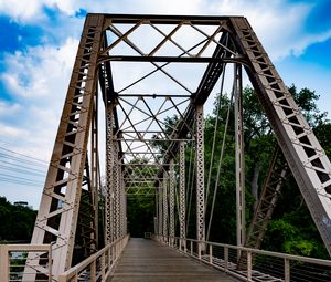 Preview wallpaper bridge, construction, metal, trees