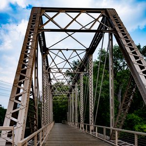 Preview wallpaper bridge, construction, metal, trees