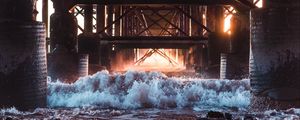 Preview wallpaper bridge, construction, sea, stones