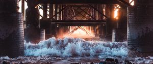 Preview wallpaper bridge, construction, sea, stones