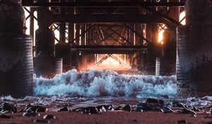 Preview wallpaper bridge, construction, sea, stones