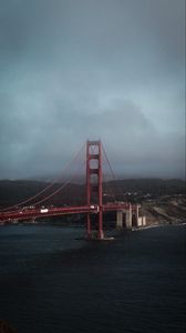 Preview wallpaper bridge, construction, sea, mountains, water