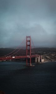 Preview wallpaper bridge, construction, sea, mountains, water