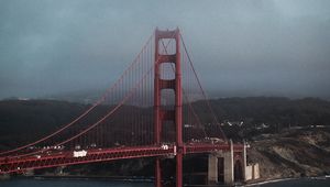 Preview wallpaper bridge, construction, sea, mountains, water