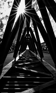 Preview wallpaper bridge, construction, sun, black and white