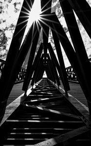 Preview wallpaper bridge, construction, sun, black and white