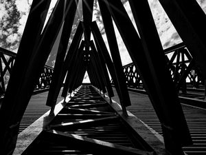 Preview wallpaper bridge, construction, sun, black and white