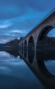 Preview wallpaper bridge, construction, water, reflection, twilight