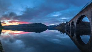 Preview wallpaper bridge, construction, water, reflection, twilight