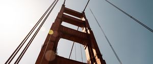 Preview wallpaper bridge, construction, wires, metal, sky, bottom view