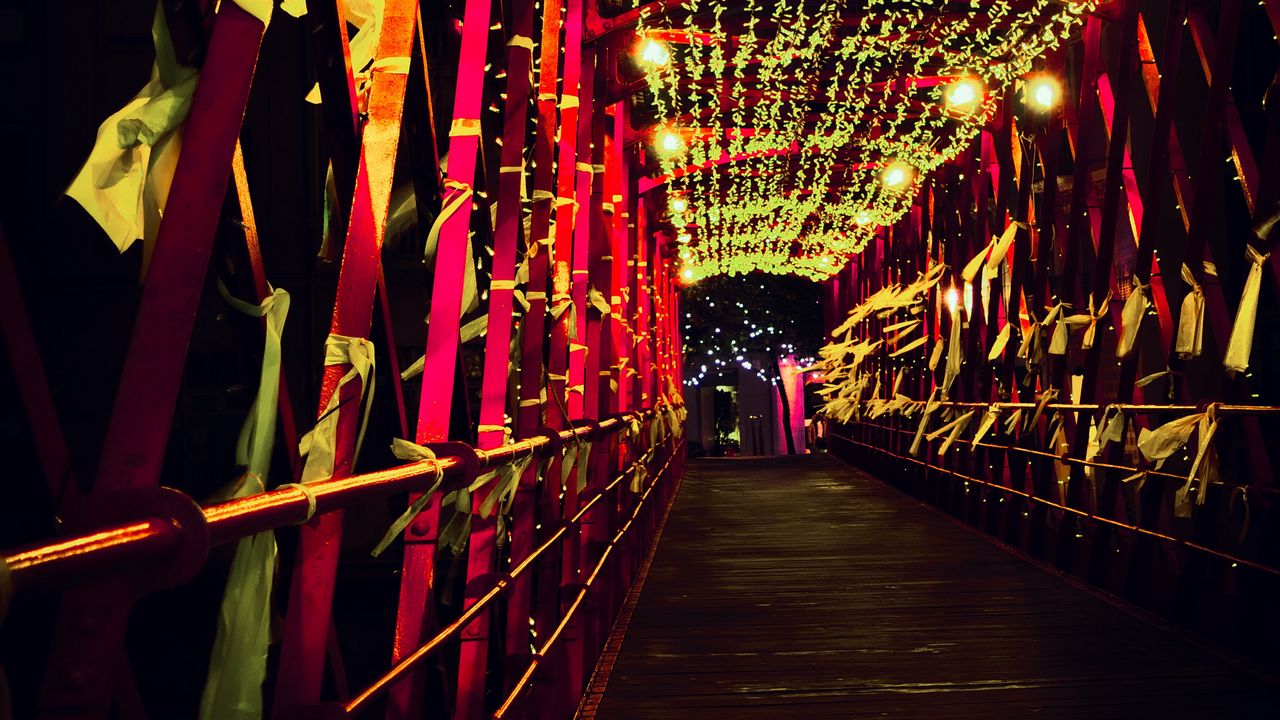 Wallpaper bridge, decoration, lighting, illumination