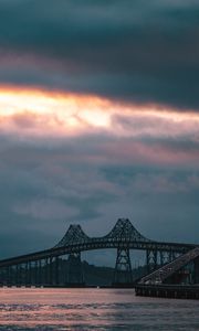 Preview wallpaper bridge, evening, sunset, road