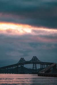 Preview wallpaper bridge, evening, sunset, road