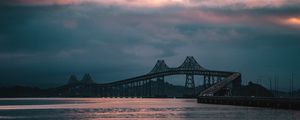 Preview wallpaper bridge, evening, sunset, road