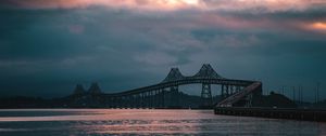 Preview wallpaper bridge, evening, sunset, road