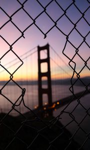 Preview wallpaper bridge, fence, dark, dusk, view