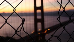Preview wallpaper bridge, fence, dark, dusk, view
