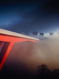 Preview wallpaper bridge, fog, buildings, city